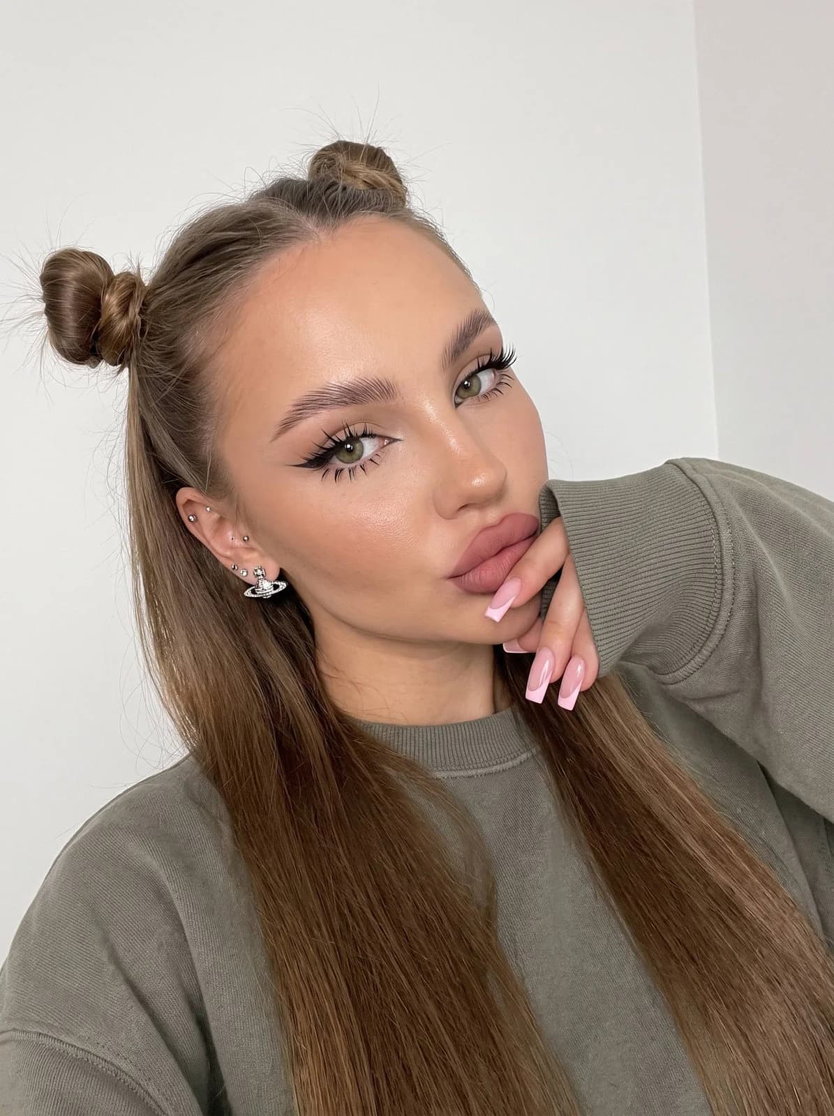 Muted Space Bun Selfie