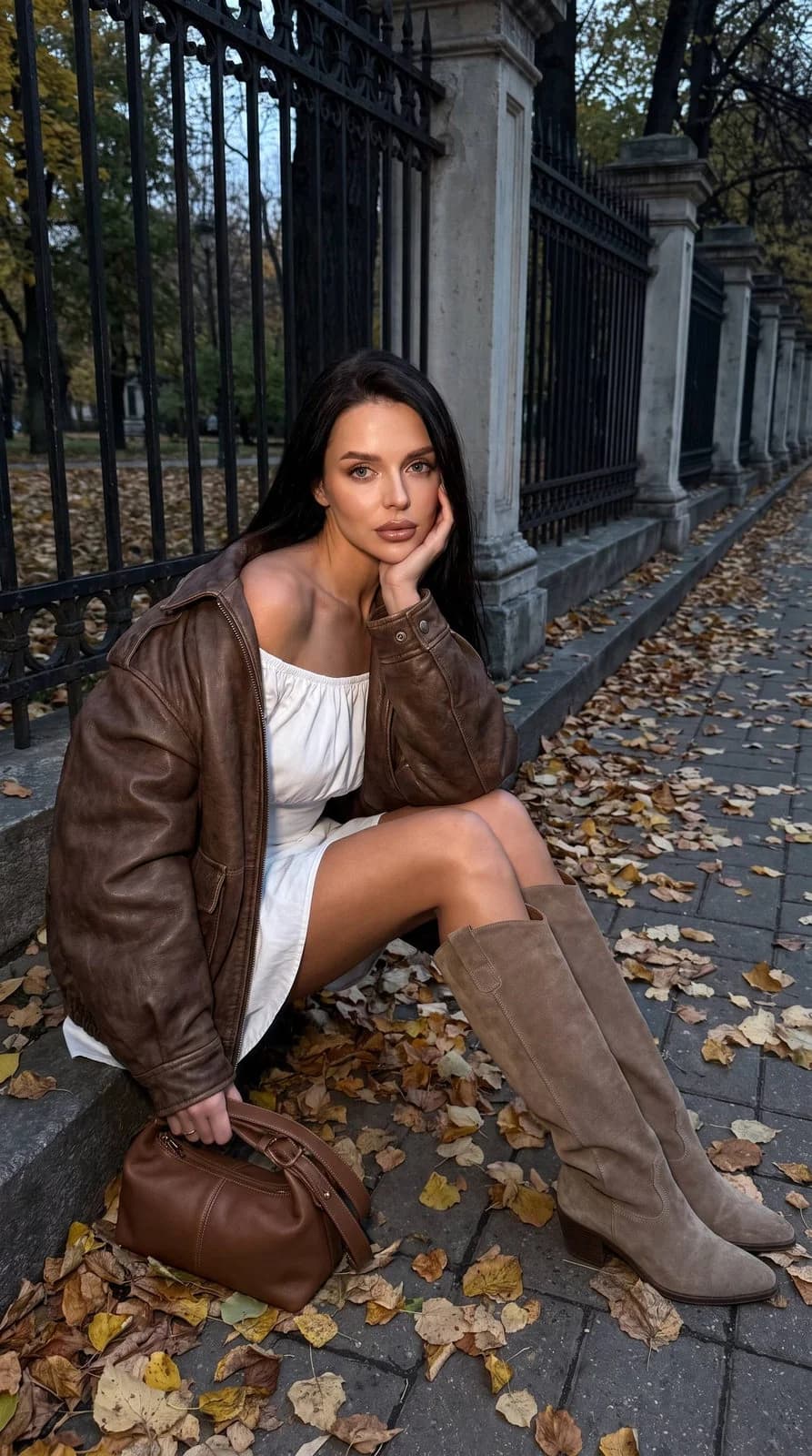 Autumn Sidewalk Lifestyle Portrait