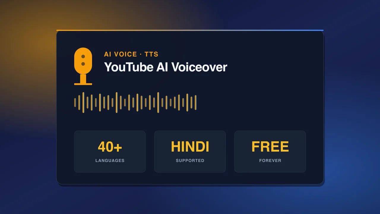 AI Voiceover for YouTube Videos Free: 40+ Languages, Hindi Support, No Watermarks (2026)