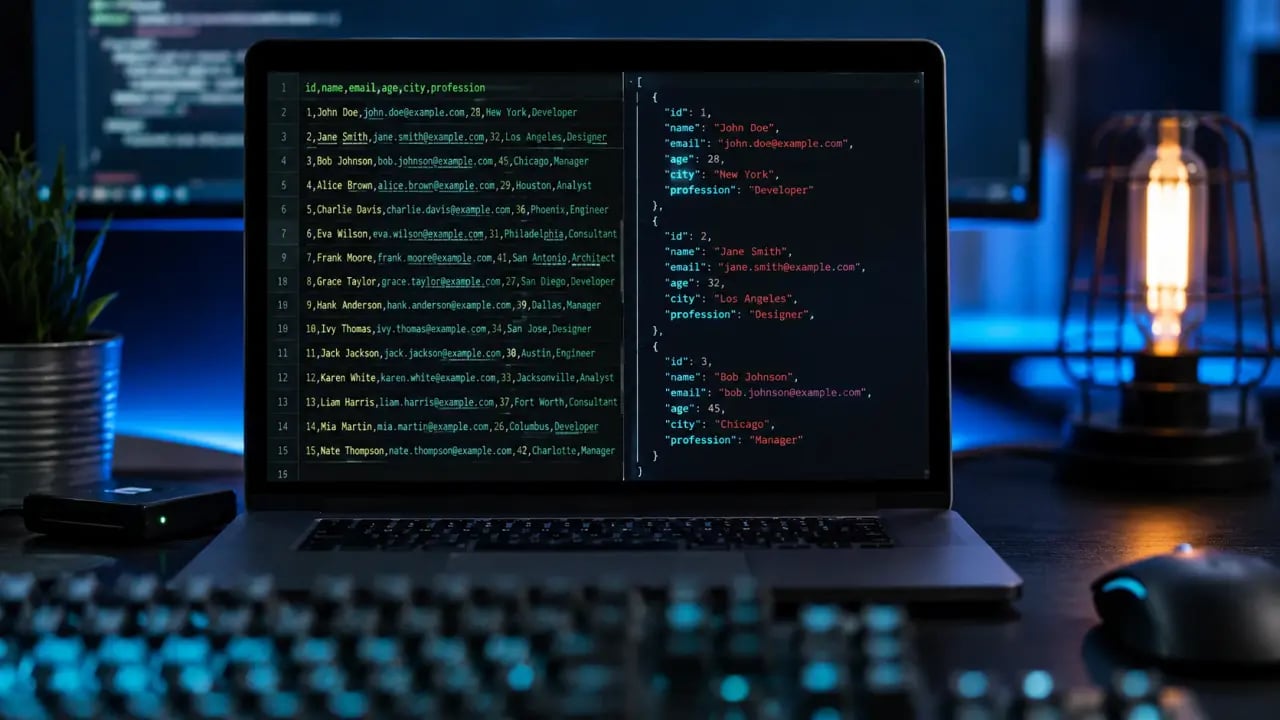 Convertidor de CSV a JSON en Línea — Gratis, Instantáneo, Sin Registro (Guía 2026)
